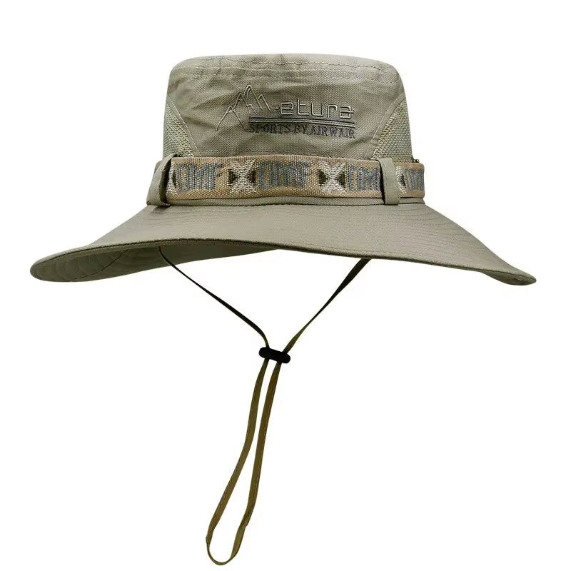 Men's Summer Bucket Hat – UV Protection, Wide Brim, Mesh Safari Cap for Hiking, Fishing & Beach