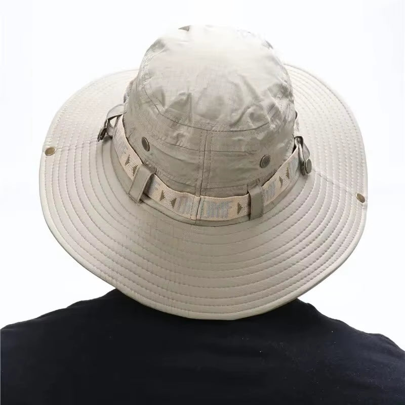 Men's Summer Bucket Hat – UV Protection, Wide Brim, Mesh Safari Cap for Hiking, Fishing & Beach