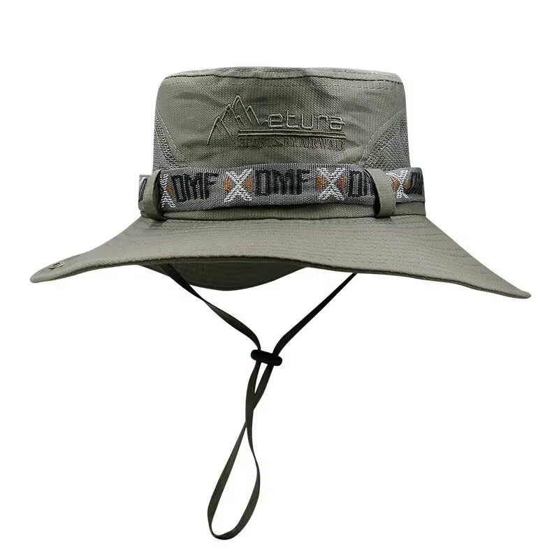 Men's Summer Bucket Hat – UV Protection, Wide Brim, Mesh Safari Cap for Hiking, Fishing & Beach