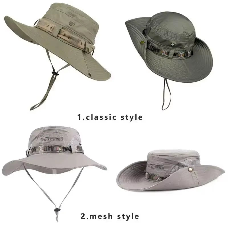 Men's Summer Bucket Hat – UV Protection, Wide Brim, Mesh Safari Cap for Hiking, Fishing & Beach