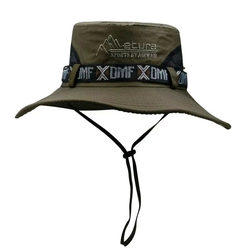 Men's Summer Bucket Hat – UV Protection, Wide Brim, Mesh Safari Cap for Hiking, Fishing & Beach