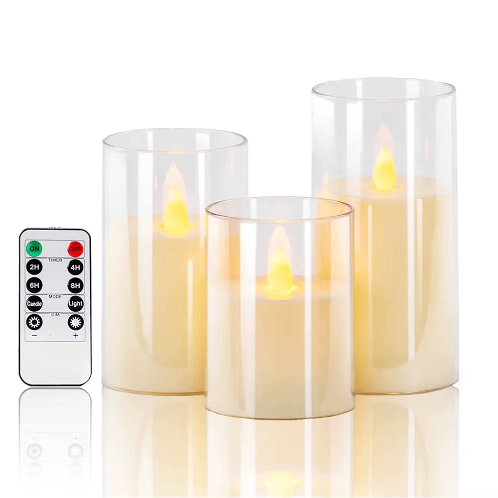 LED Flameless Candle Set – Elegant Acrylic Design with Remote & Timer
