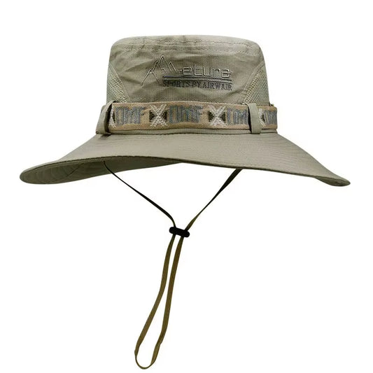 Men's Summer Bucket Hat – UV Protection, Wide Brim, Mesh Safari Cap for Hiking, Fishing & Beach