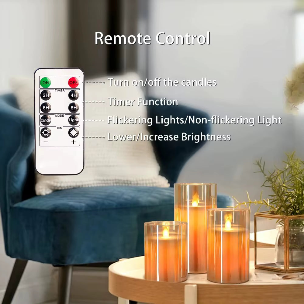 LED Flameless Candle Set – Elegant Acrylic Design with Remote & Timer